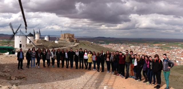Students pose together in Spain. 