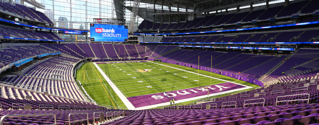 Fans gather at U.S. Bank Stadium in Minneapolis for Vikings season