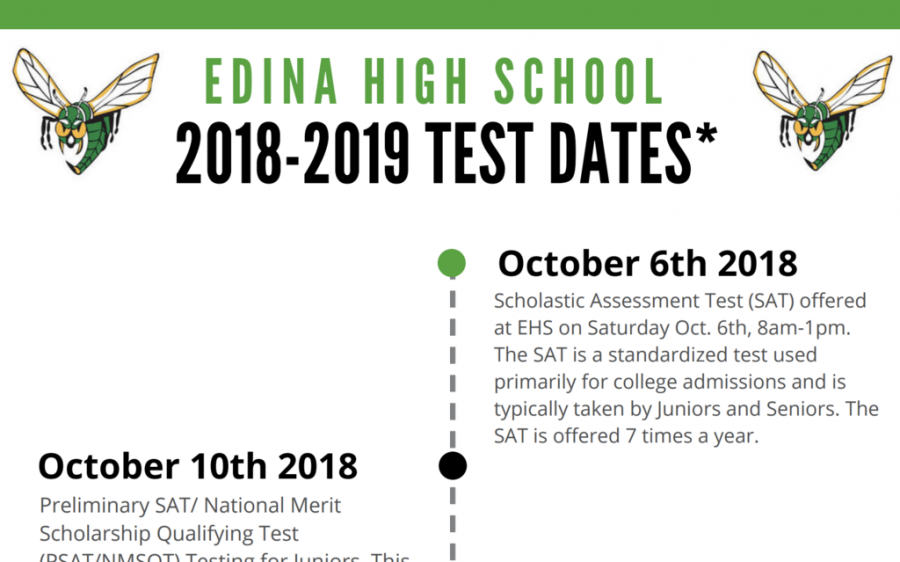 Edina High Schools test dates 2018-2019