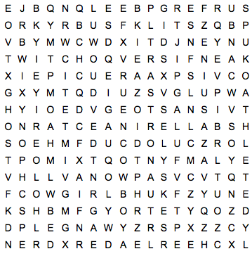 Word search: spooky scary Halloween costumes