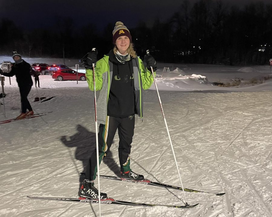 German exchange student Neele von Dehn-Rotfelser poses after a Nordic skiing race