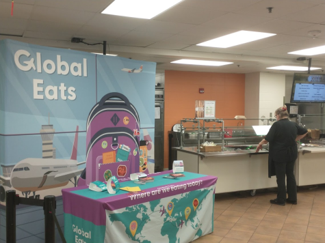 The Global Eats stand lies dormant after a long lunch period of service.