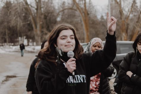 Senior Sally Rendleman speaks about her experience being Jewish at EHS at a student-organized walkout in the wake of an antisemitic video featuring EHS students being shared on social media. 
