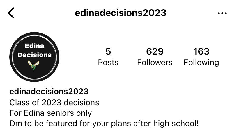 Pictured above is the Edina High School 2023 decisions account. All posts so far have been satirical.