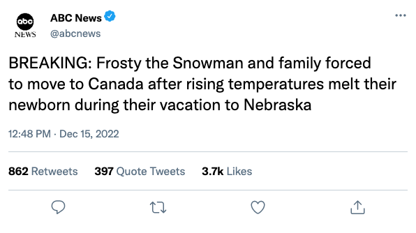 ABC News reports on Frosty the Snowman and his family