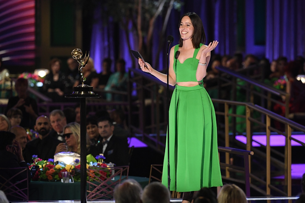 Ali Greer accepts her Emmy for her work on “Barry.”

PHOTO COURTESY OF ALI GREER