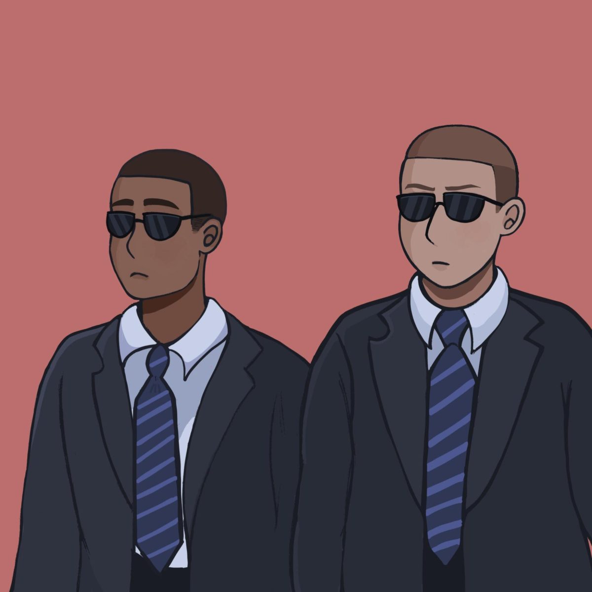 Illustration of two Secret Service agents.