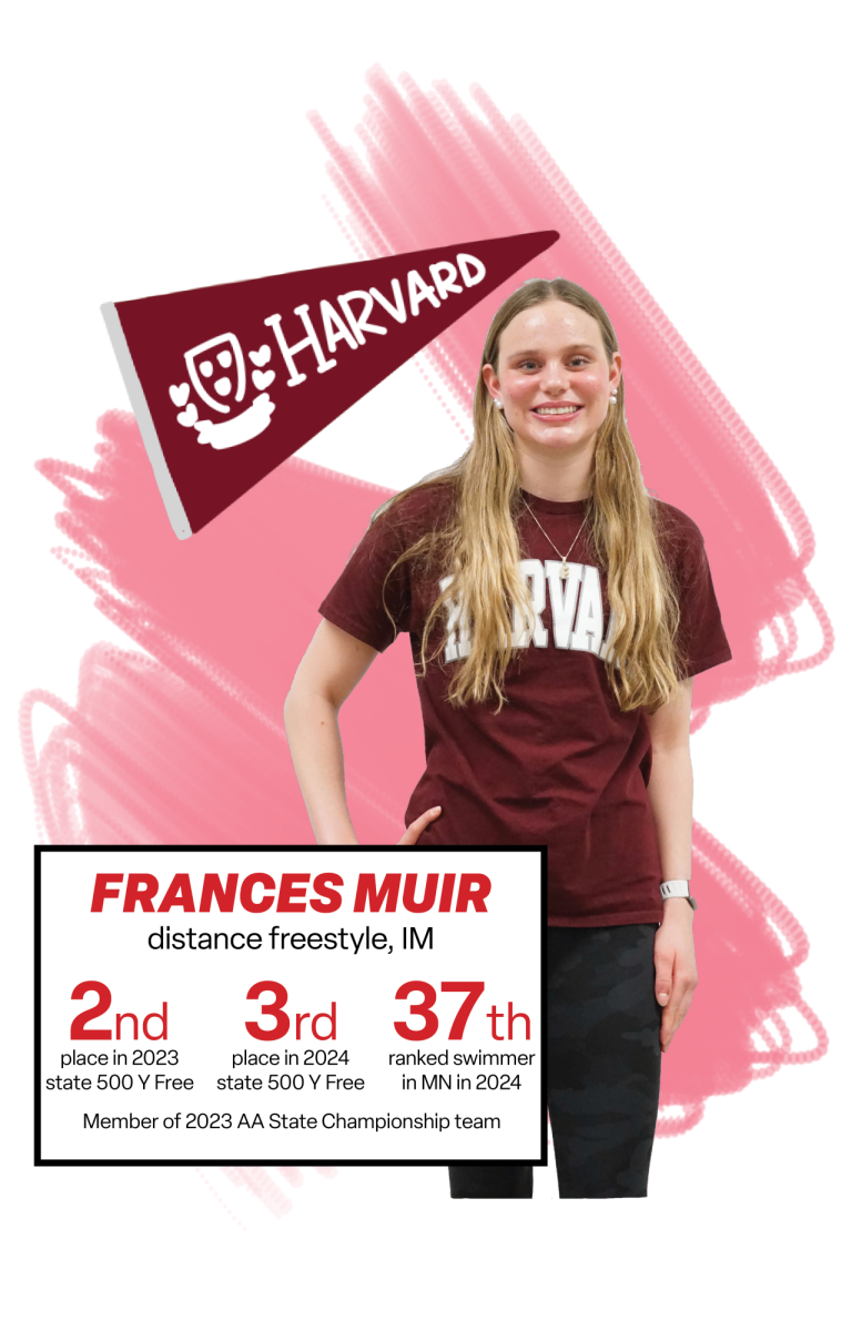 Frances Muir plans to swim for Women’s Swimming and Diving at Harvard University.