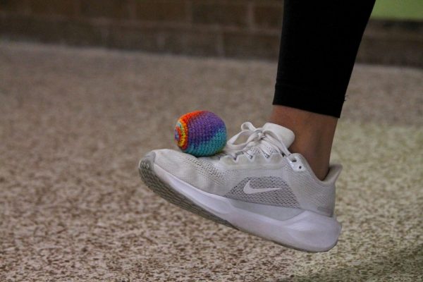 Students often play hacky sack in the EHS halls during passing time.