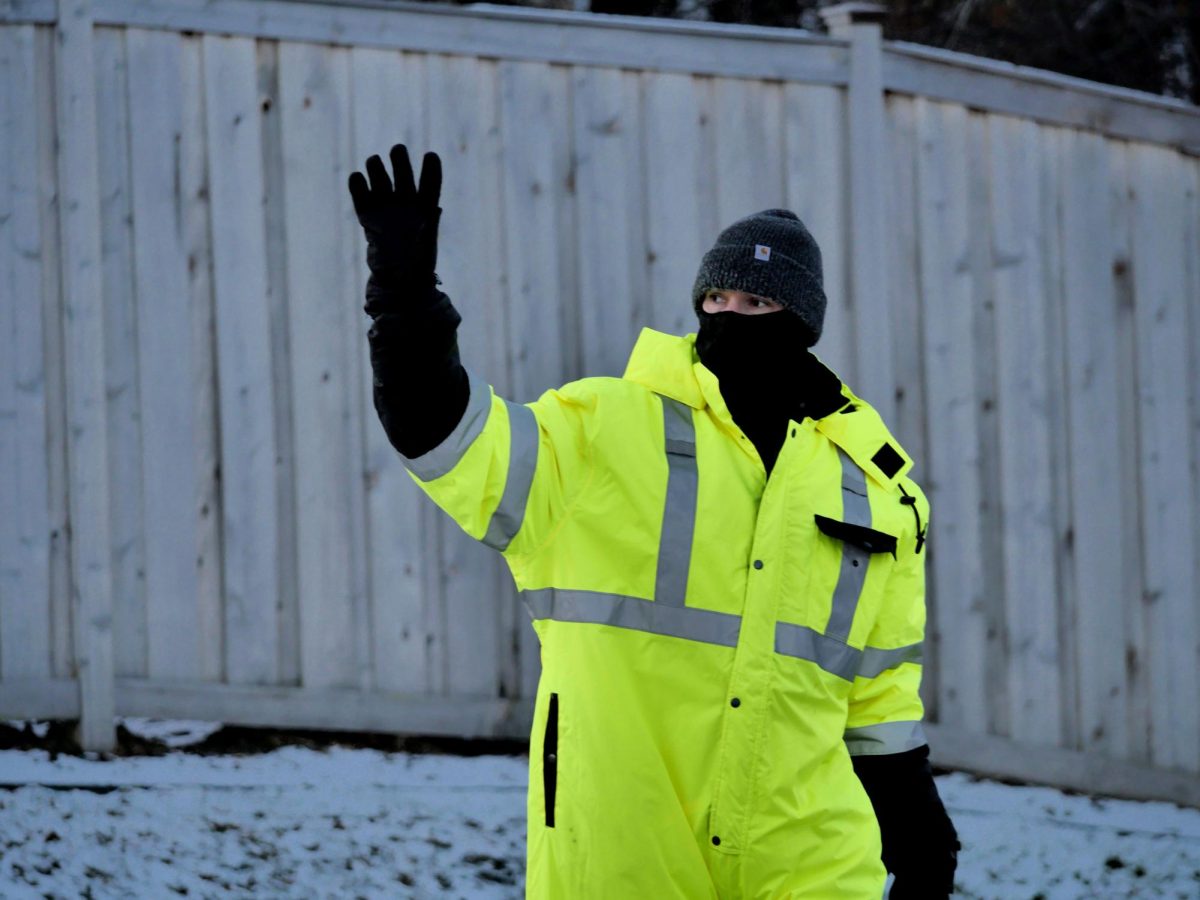 Despite the -6º temperature on Dec. 12, Banks suits up to fulfill his morning traffic control duties.