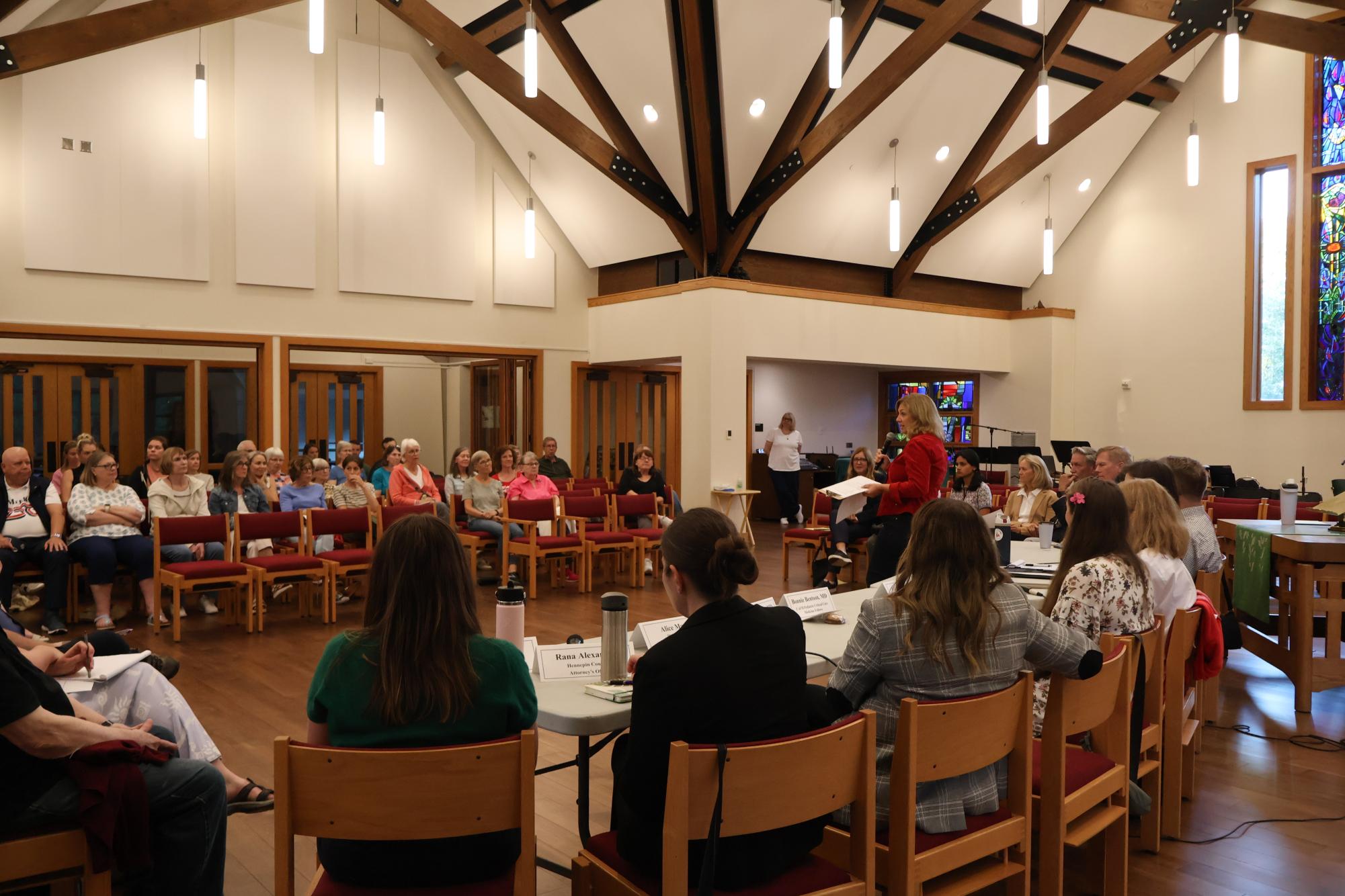 Rep. Julie Greene began the Community Conversation by addressing the community demands to discuss gun violence prevention.