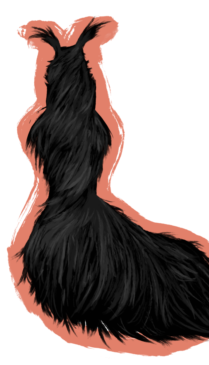 Lady Gaga donned an extravagant dress covered entirely in black feathers. 
