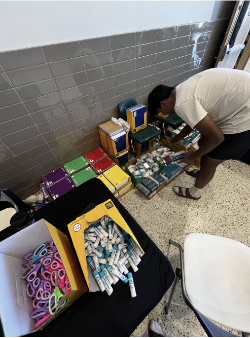 The nonprofit Unlocking Young Minds held a supply distribution day for the Nobel Academy. Courtesy of Rishi Shah.